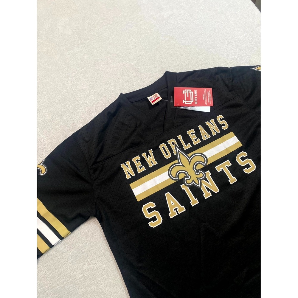 Ultra Game NFL New Orleans Saints Football Jersey Womens‎ Large Black Soft Mesh